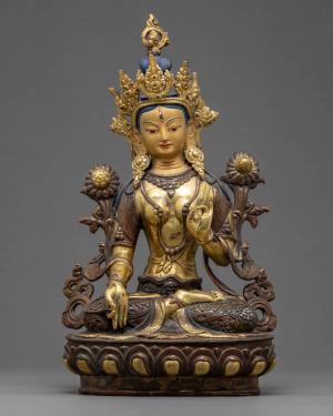 Statue of White Tara | Buddha Statue Outdoor | Miniature Tara Statue | Tibetan Female Buddha Sculpture | Buddhist Decorations